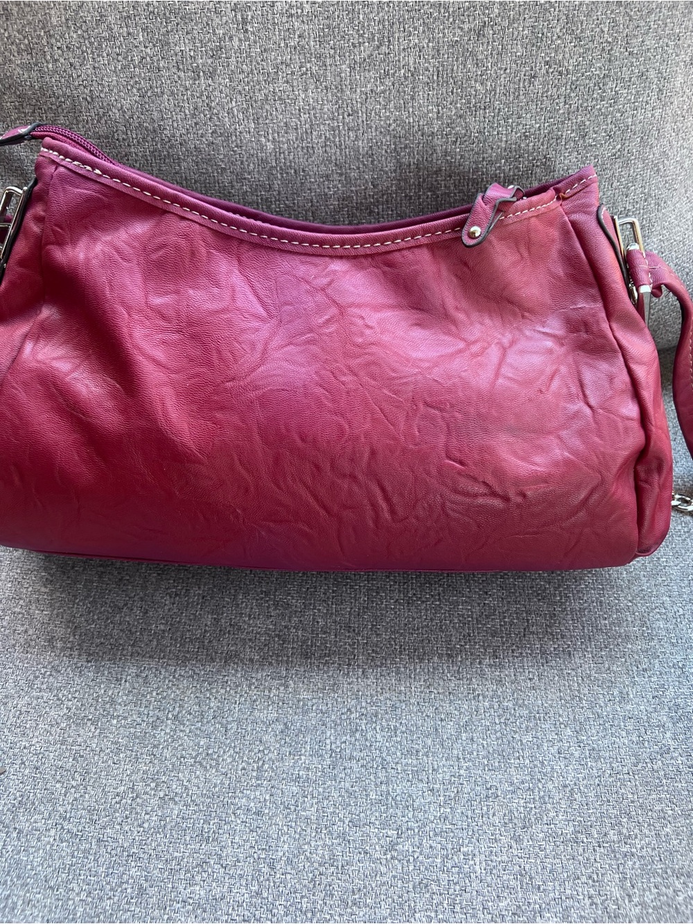Rosetti Shoulder Bag New Burgundy Magenta Faux Leather Purse Silver Chain Strap - Picture 5 of 8